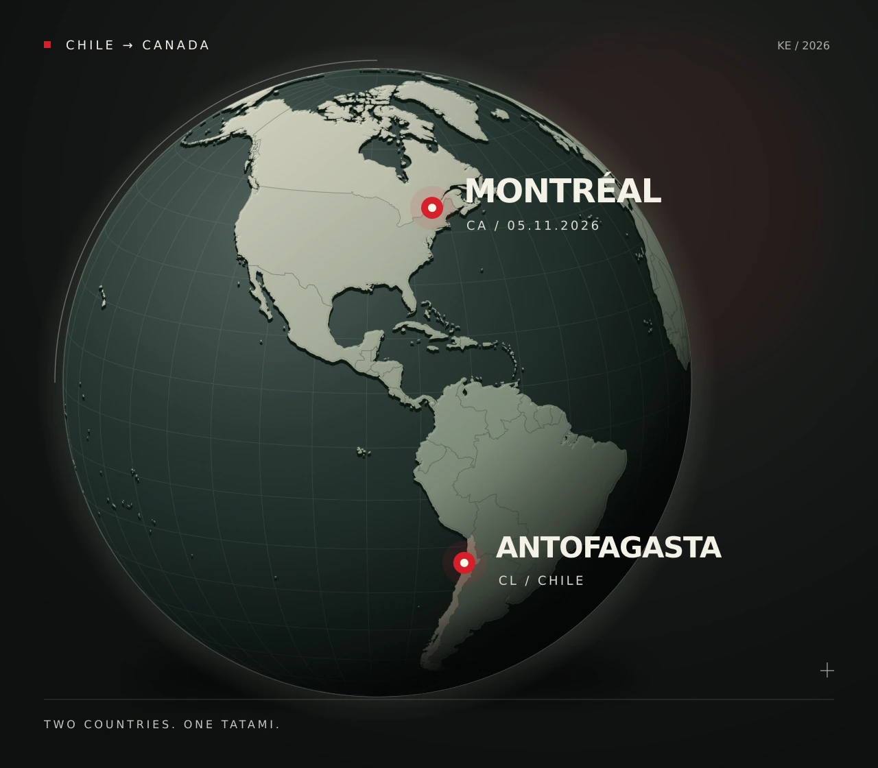 Journey diagram from Antofagasta, Chile, to Montréal, Canada. Not a flight itinerary.